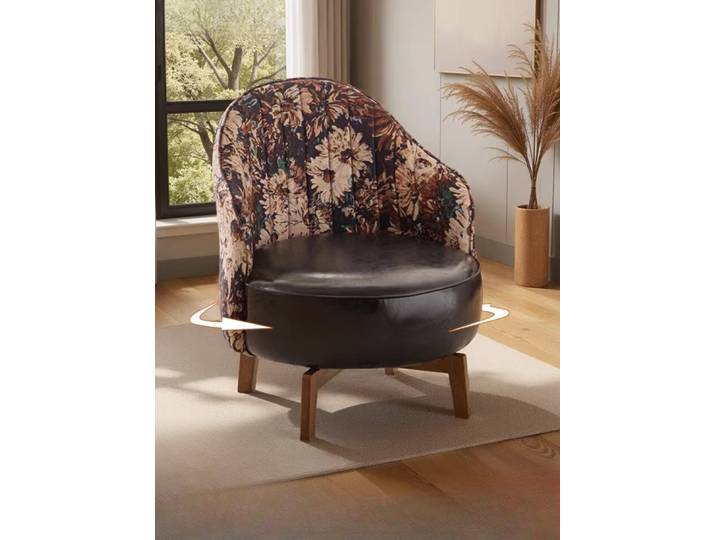 Maison canapé simple chaise de loisirs en bois massif salon pivotant confortable avec dossier
