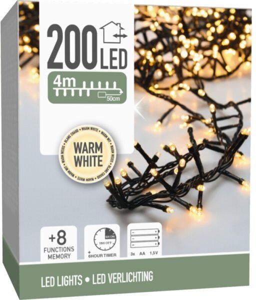 Koopman Lyskæde 200 Led, Varm Hvid, 4 M