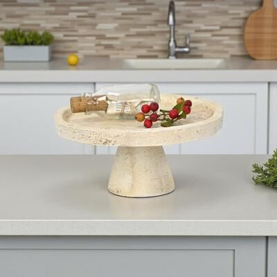 Cheungs "Avice 9.5"" Beige Stone Style MGO Decorative Pedestal Bowl"