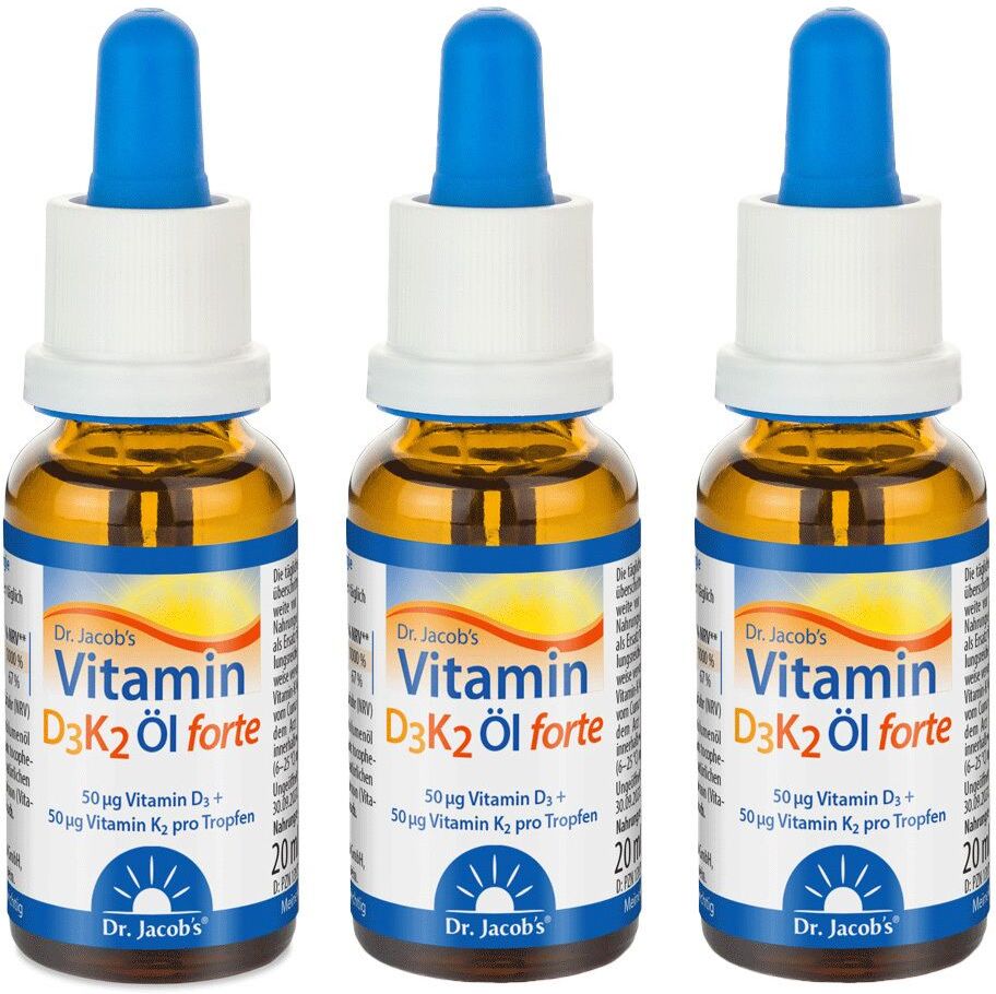 Dr. Jacob's VIT D3K2 OEL Forte DR Jaco 3er-Pack 3x20 ml Tropfen zum Einnehmen