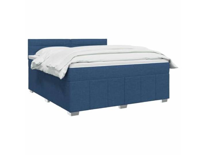 PUGYNBK Boxspringbett, Blau, 160 x 200 cm, mit Matratze Verstellbares Kopfteil, LED-Lichter, robustes Holz, waschbare Bezüge