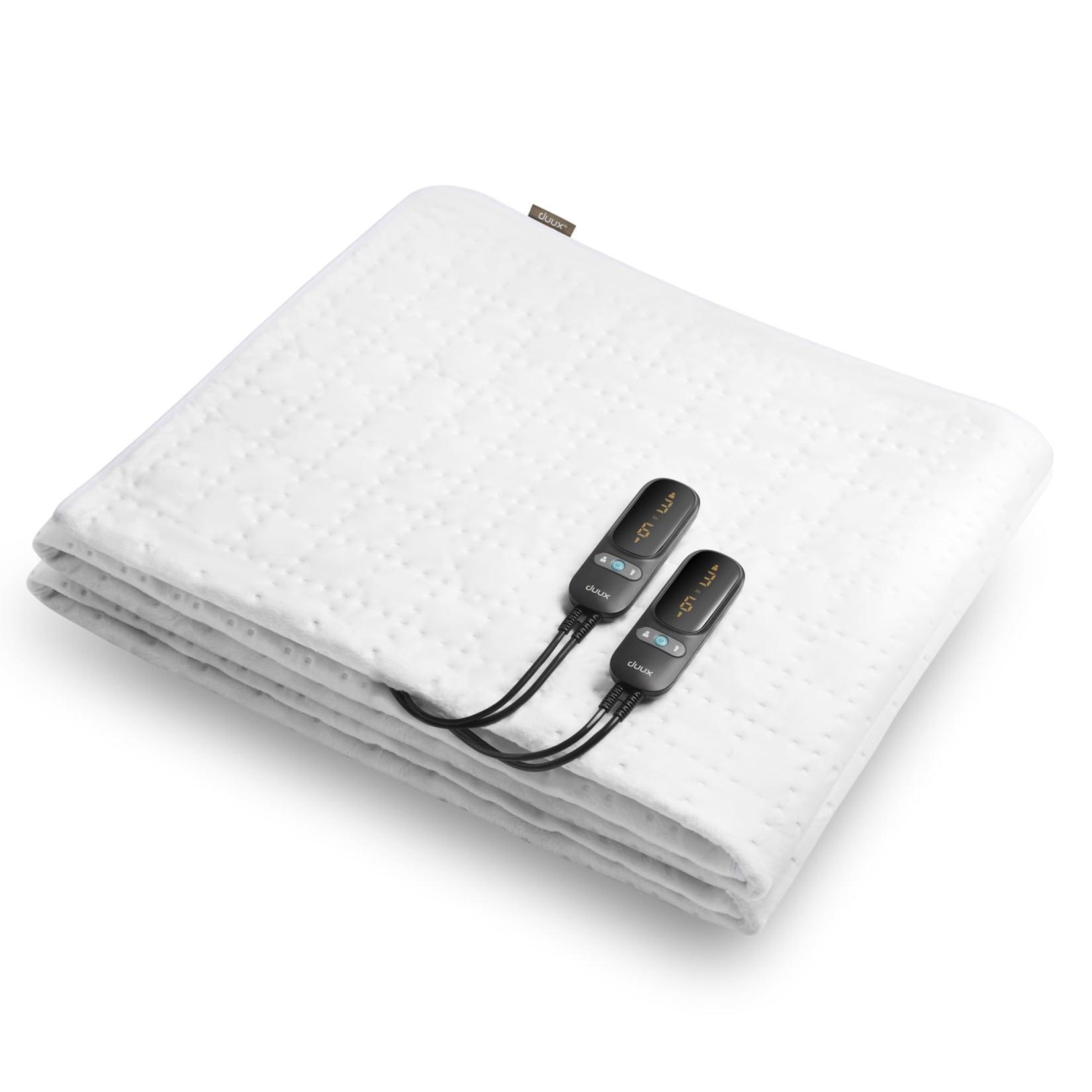 duux Snooze Fleece Weiß 155 x 200 Wärmeunterbett (6 Heizstufen, 116 Watt, 2 separat regelbare Zonen, maschinenwaschbar bei 30 °C, 1-9 Stunden Timer, Überhitzungsschutz)