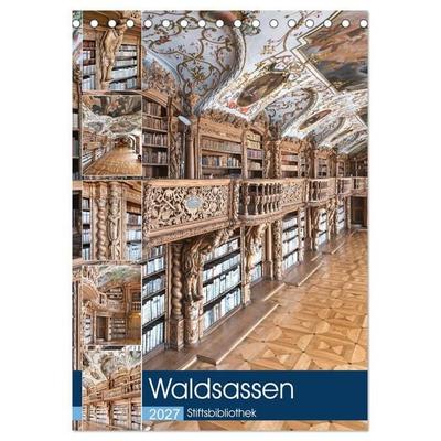 Waldsassen Stiftsbibliothek (Tischkalender 2027 DIN A5 hoch), CALVENDO Monatskalender