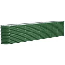Helloshop26 - Ovales Hochbeet große Außenfläche 332 x 40 x 68 cm pulverbeschichteter Stahl grün