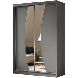 SCHWEBETÜRENSCHRANK VOCE 150/216/61 cm 2-türig mit Spiegel Grau