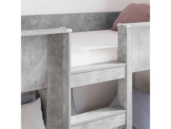 SKTQYQO Etagenbett grau Beton 100 x 200 cm Gestell aus robustem Holz, minimalistisches Design, für Kinderzimmer