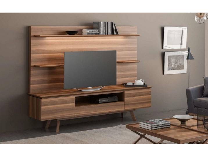 JVmoebel Wohnwand Walnussregal mit eleganter Maserung für modernes Wohnen, (Wohnwand), Made in Europa