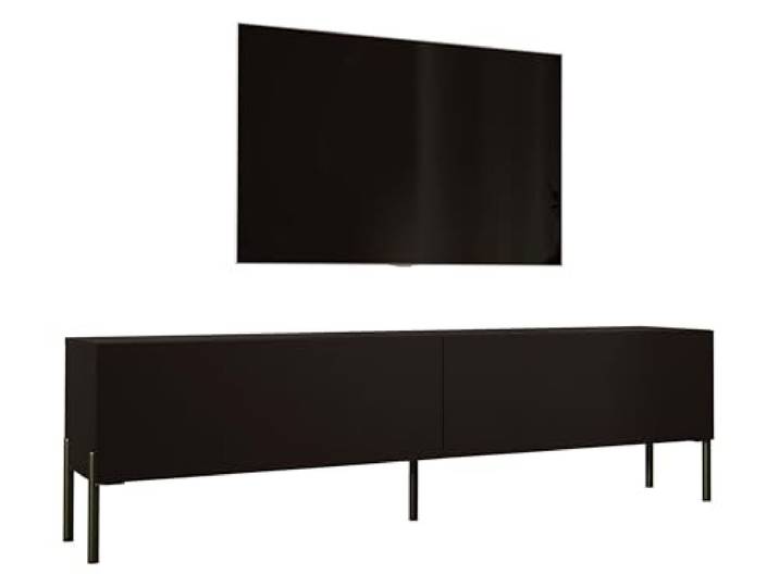 3xE Living TV-Lowboard mit Beinen 170 cm, Schwarz Matt mit Beinen in Schwarz, 170 x 32 x 52 cm