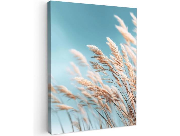 LEINWANDBILD Ziergras - Wind - Hellbraun Wandbild Wohnzimmer 60x80 cm