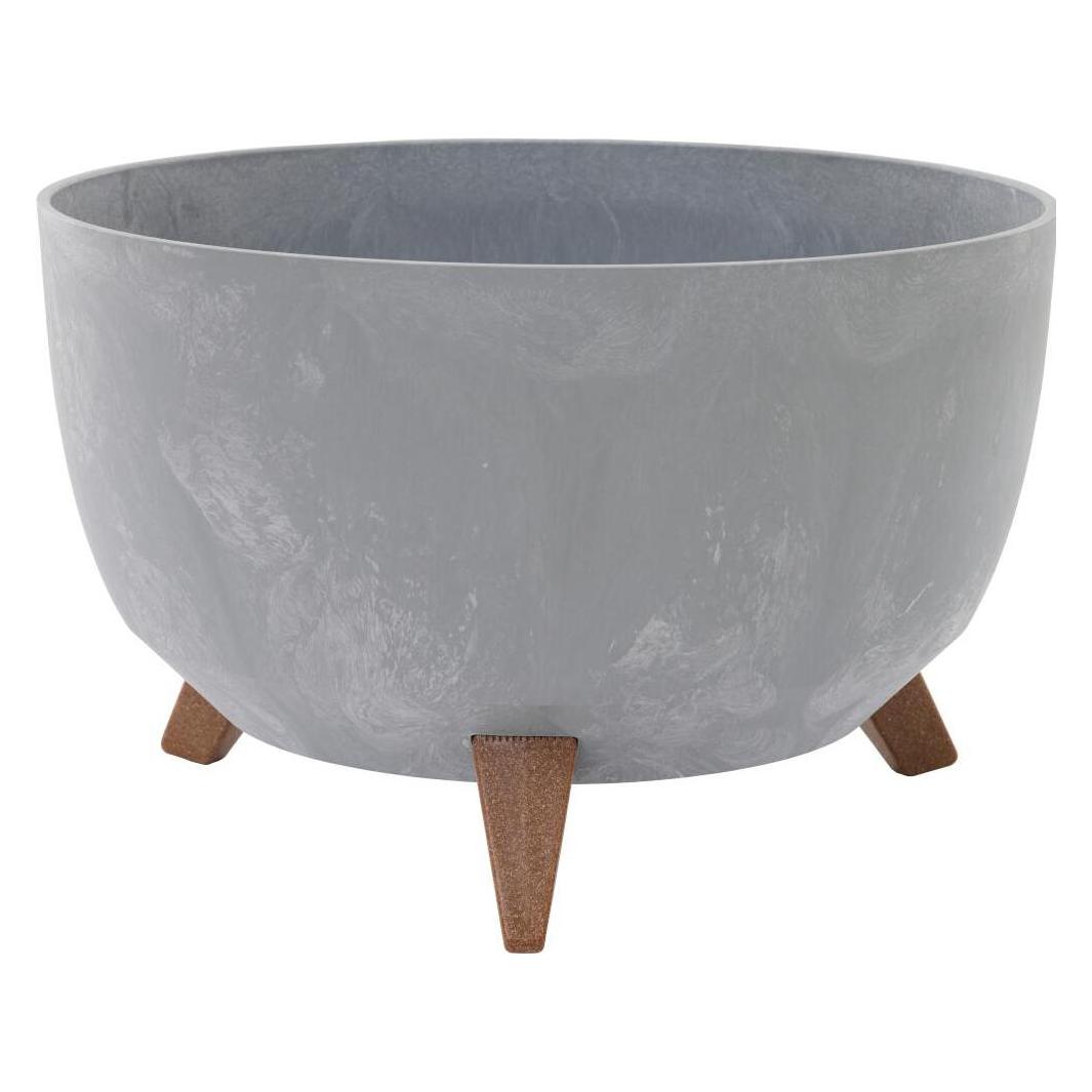 Siena Garden Pflanzgefässe OSLO STONE grau Betonoptik, 40 x 20,5 cm Kunststoff/Holzfasern auf Füssen mit Einsatz (40 x 25 cm) (LA881-70)