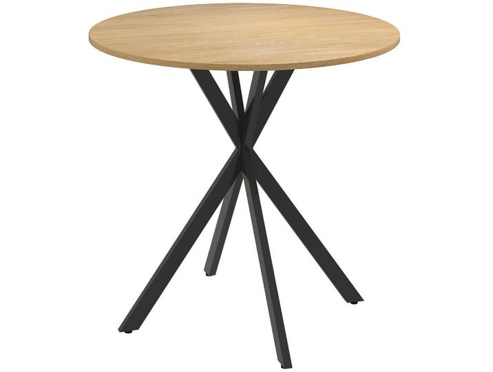 Homcom Esstisch, Runder Küchentisch für 2 Personen im Industriestil mit Stahlbeinen, Eichefarben, Metall, 80x75x80 cm, Esszimmer, Esstische