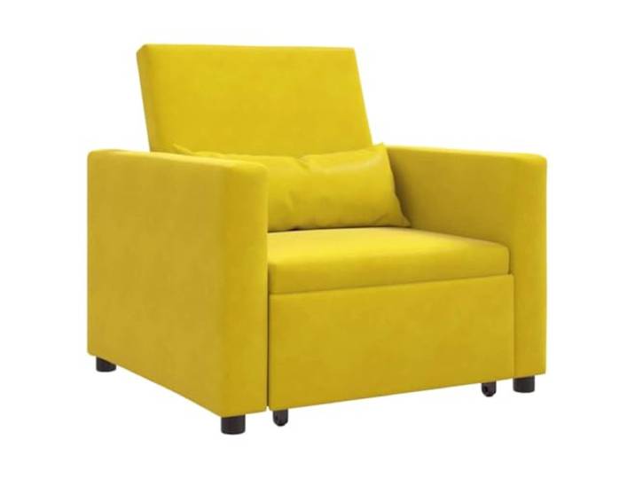Schlafsofa Einsitzer 3in1 Gelb Samt mit verstellbarer Rückenlehne Samtstoff, verstellbare Rückenlehne, leichte Reinigung, moderner Minimalismus, universelles Design