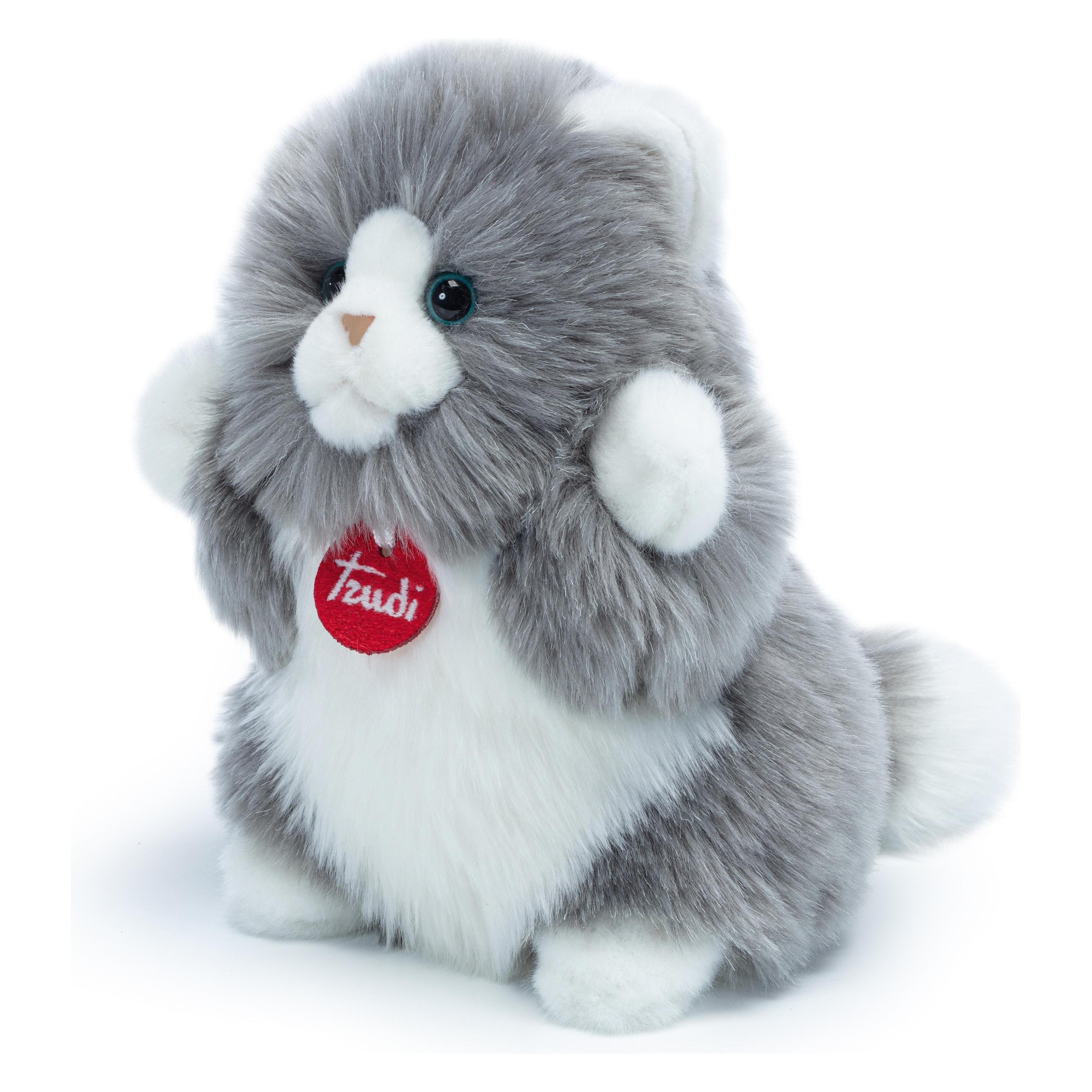 Trudi Fluffies Plüschkatze 16 x 22 x 18 cm, Grösse S, hochwertiges Stofftier mit extra flauschigen Ma (18 cm) (8006529293161)