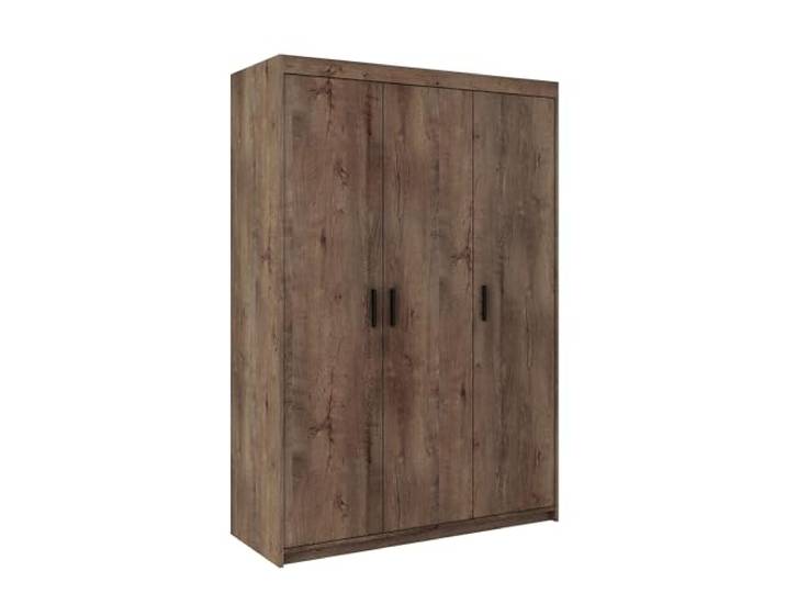 AXLIVING Kleiderschrank Storicos 3D 133 cm Eiche Lefkas Praktische Aufteilung: 3 Türen, 7 Fächer, 1 Kleiderstange. Laminierte Platten. Breite von 133 cm. HDF-Rückwand.