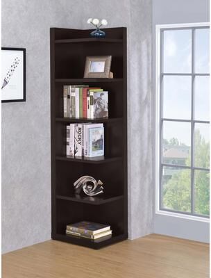 Coaster "Alder 71-inch 6-shelf Corner Bookcase Cappuccino - 19.75"" x 15.75"" x 71.00"""
