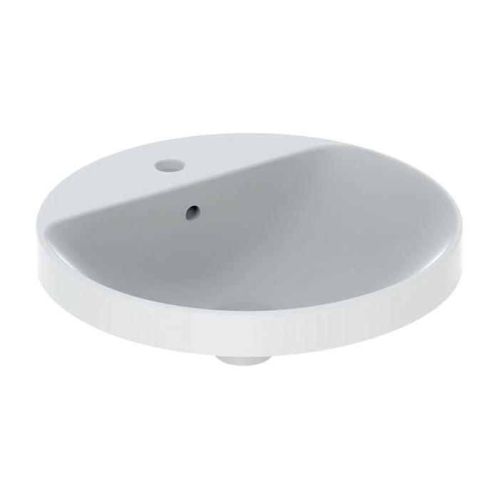 Geberit VariForm Einbauwaschtisch 500705012 d= 48cm, mit Hahnlochbank, Überlauf, rund, weiß