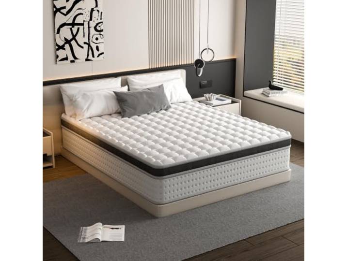 TEENO Hybrid-Matratze, 160 x 200 x 30 cm, Memory-Schaum, Taschenfedern, hypoallergen, Anti-Pilling