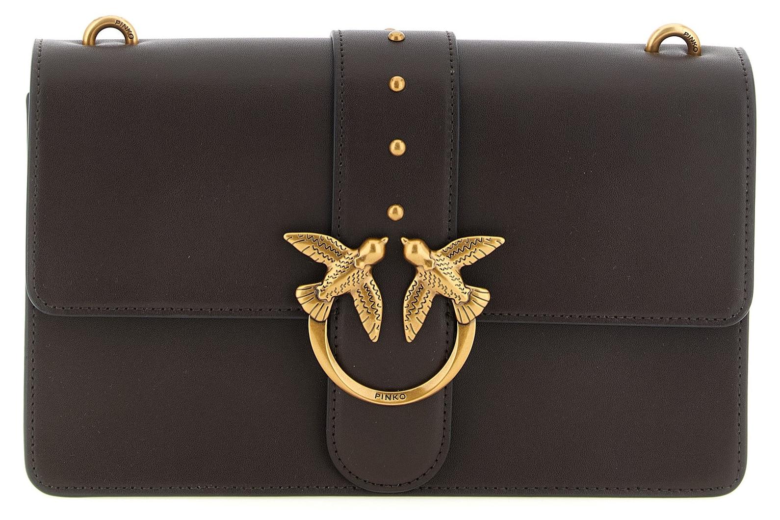 PINKO Love One Classic Leder braun Love Birds goldfarben