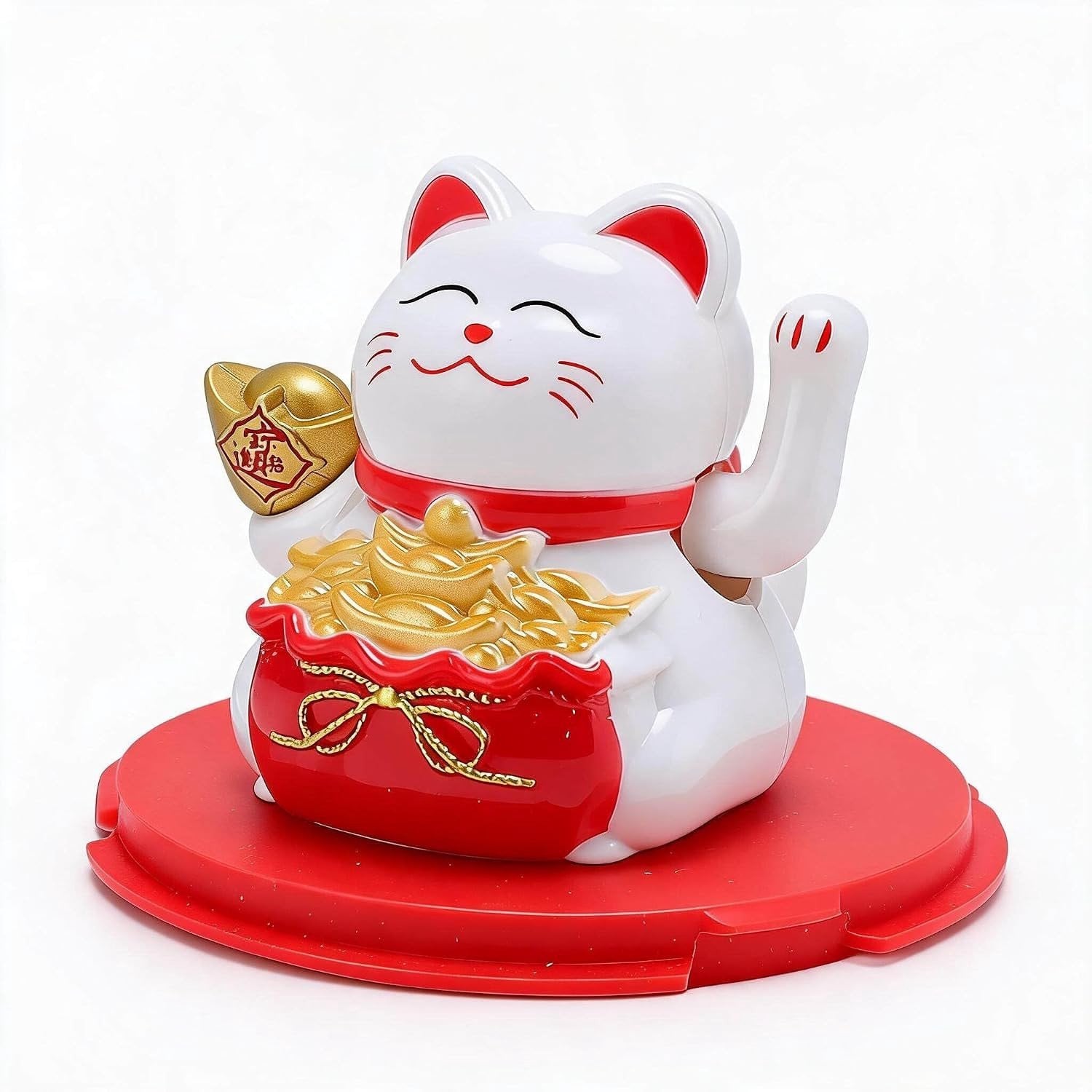 Zonne-energie Maneki Neko Gelukskat Decoratie Wit