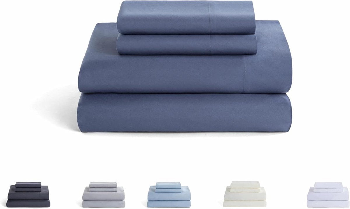 4-delige blauwgrijze hoeslaken set van geborsteld microvezel