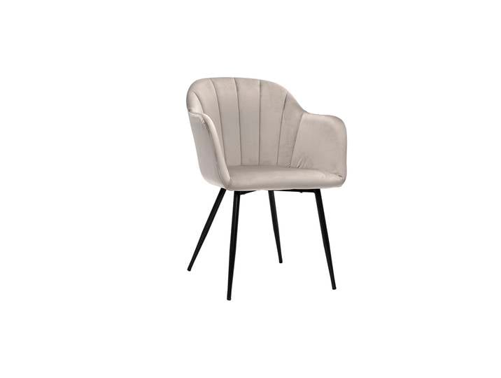 Chaise design en tissu velours taupe et métal noir MILLY