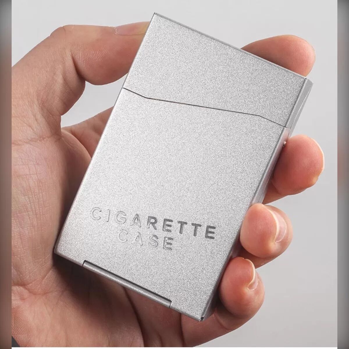 INF Automatisches Zigarettenetui aus Aluminiumlegierung für schlanke Zigaretten – Silber, verlängerte Länge