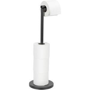 Wenko Toilettenpapierhalter 2in1 Stand, schwarz, stehend, für 5 Rollen, aus Metall