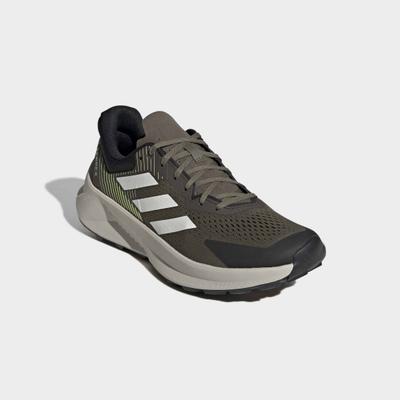 Trailrunningschuh ADIDAS TERREX "SOULSTRIDE FLOW", Herren, Gr. 44, braun (olive strata, sanftes weiß, shadow olive), Synthetik, Textil, Schuhe, Trailrunning-Schuh mit bequemer Dämpfung