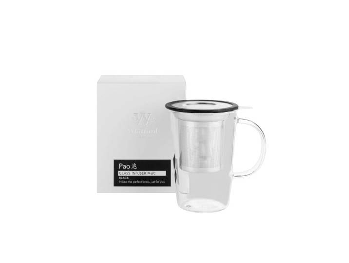 Whittard of Chelsea Black Glass Pao Teetasse mit Sieb, 400 ml