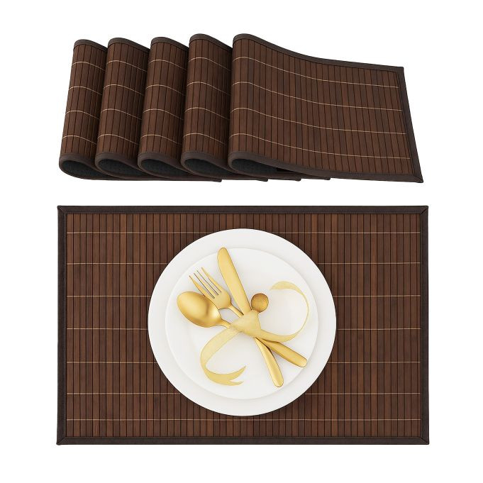 Relaxdays Set van 12 Placemats bruin
