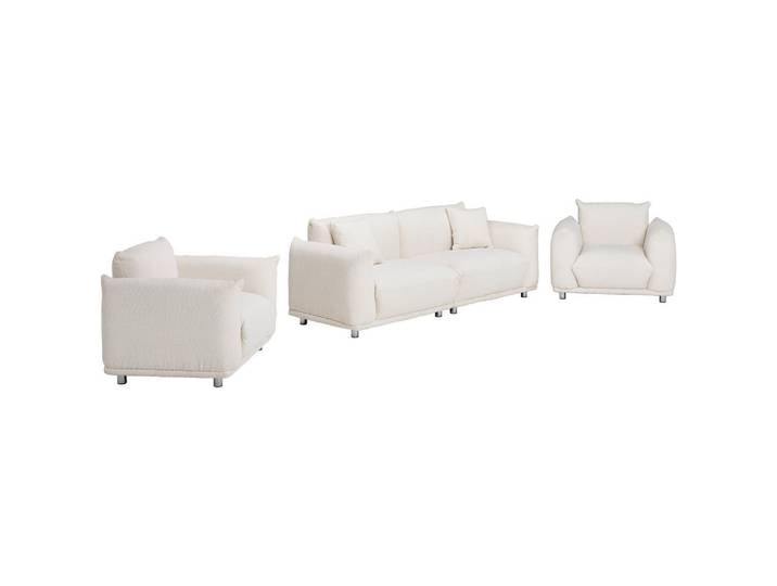 Livetastic Sitzgarnitur, Weiß, Metall, 3-teilig, Füllung: Polyester, 218x103x75 cm, Wohnzimmer, Sofas & Couches, Sitzgarnituren