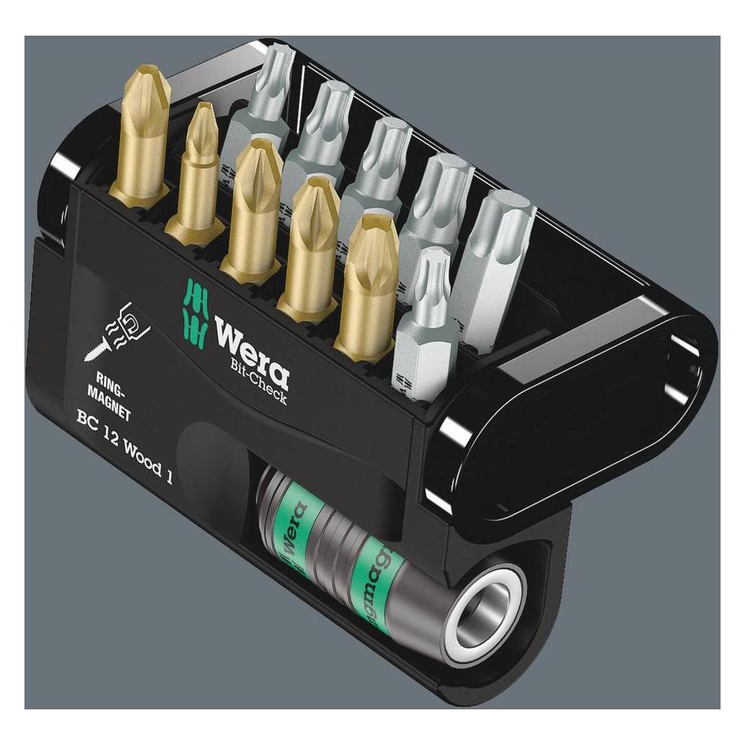 Wera Bit-Check 12 Wood 1 SB (Innensechsrund TX, Kreuz Phillips PH, Kreuz Pozidriv PZ) (05136390001)