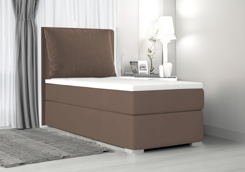 Boxspringbett, Kinderbett SUZI MINI Ohne Topper Jugendbett, Federkern , 90x200 cm ,(Braun: ITAKA 20)