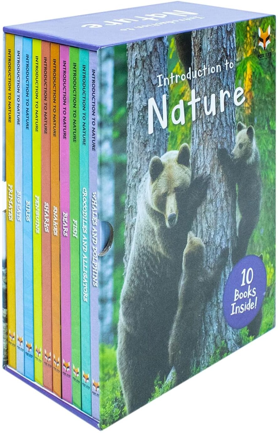 Fox Eye Publishing Children Introduction To Nature For Beginners 10 Hardback Book Collection Set: (Bear, Big Cats, Birds, Crocodiles And Alligators, Fish, Penguins, Prim