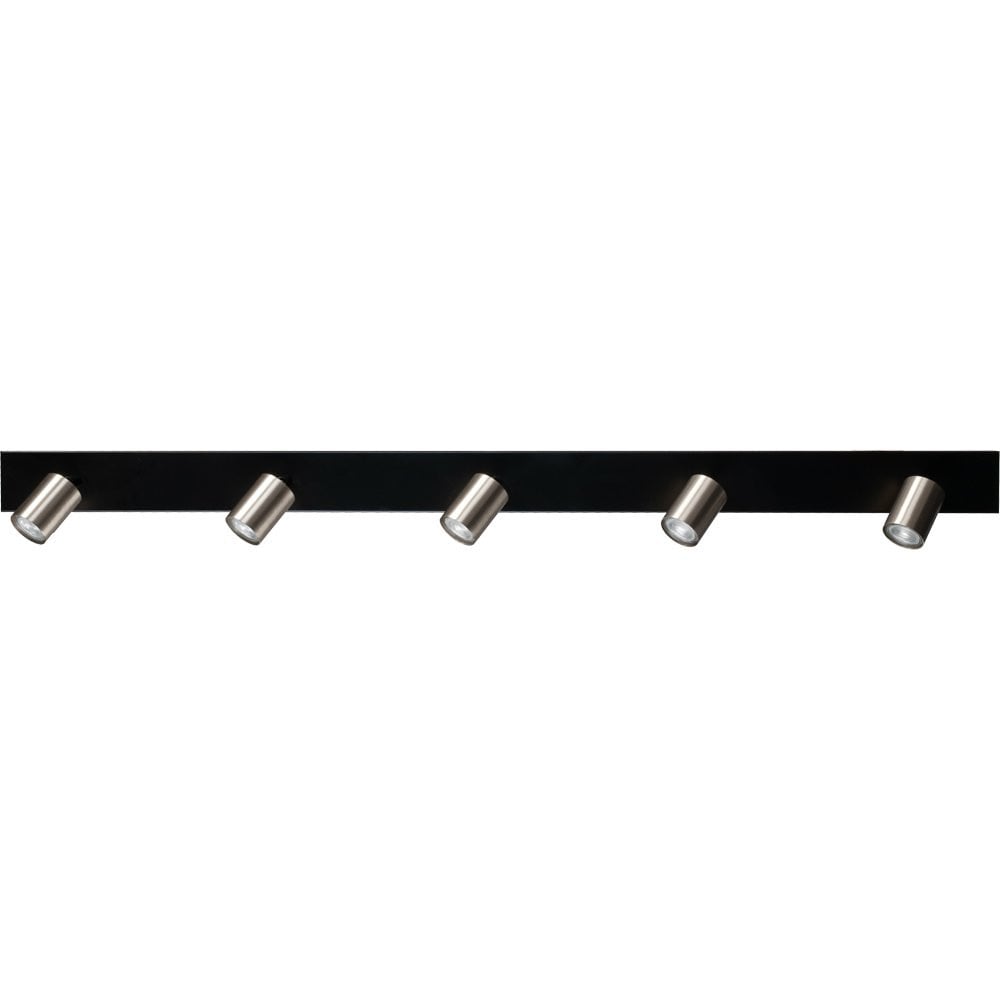 Masterlight Bounce zwarte plafondlamp met 5 nikkel spots