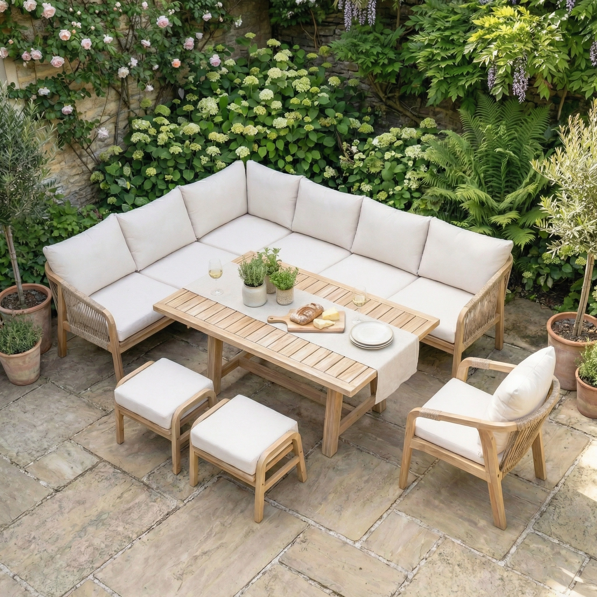 Harbour Lifestyle Quay Corner Dining Set with Armchair in Linen