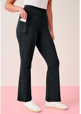 Plus Size Women's Soft Sculpt Side-Pocket Yoga Pants by Roaman's in Black (Size 12)