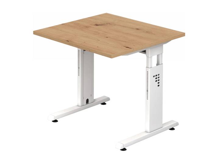 MEGA 8 W Schreibtisch 80 x 80 höhenverstellbar Asteiche/Weiß