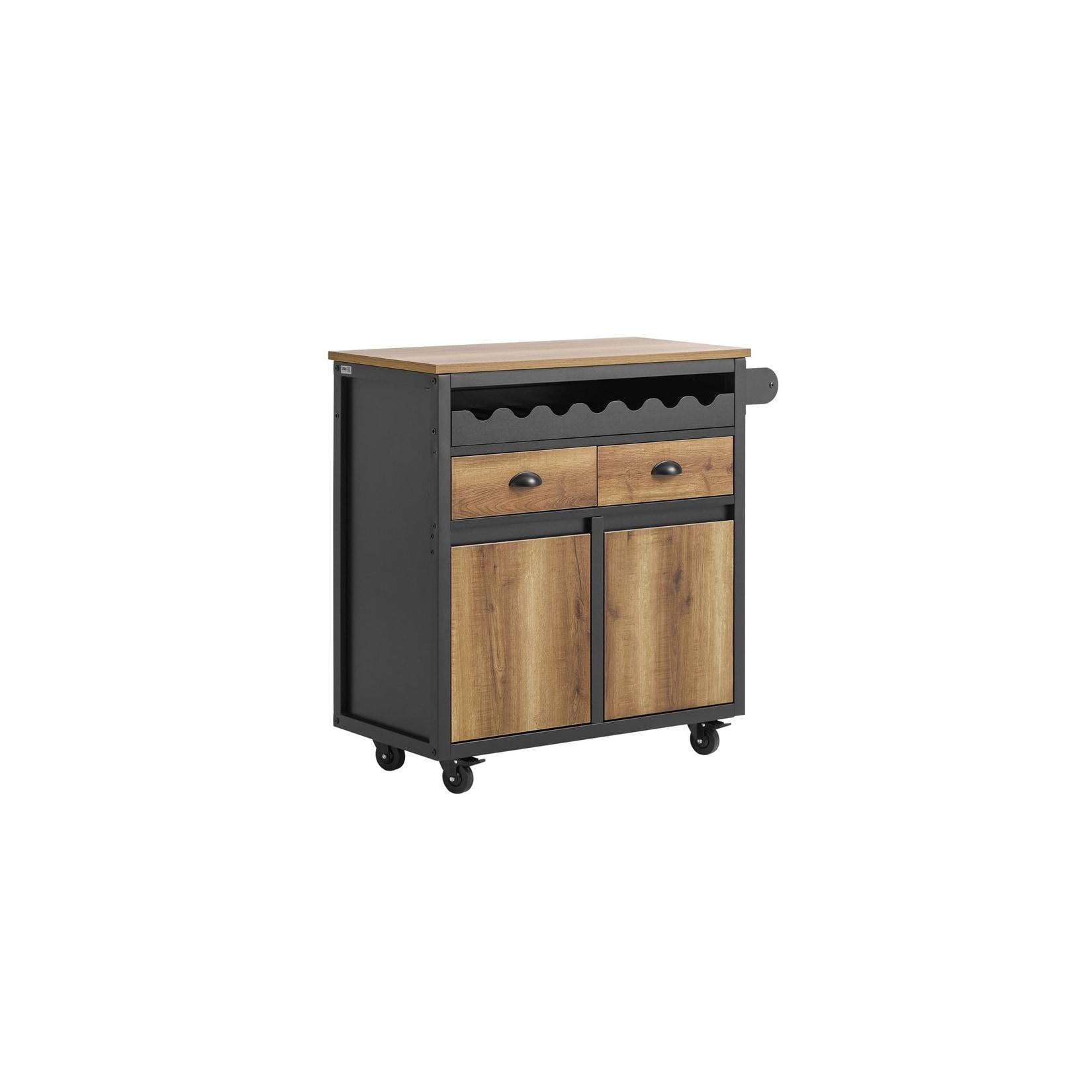 SoBuy Kücheninsel mit 1 Schublade Schwarz 89,5x40x87,5cm Industriell