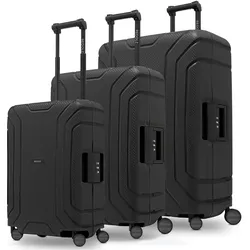 Redolz Essentials 15 4-Rollen Kofferset 3-tlg. mit Dreipunkt-Verschluss, Koffer, Schwarz