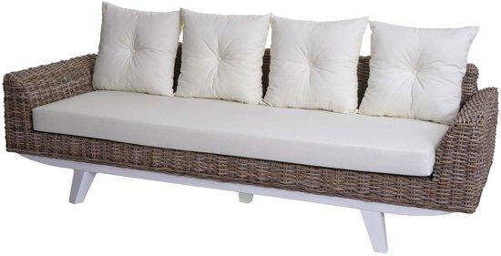 Famanu Bank 4-Sitzer mit Kissen - Rotan, Creme