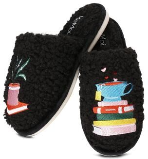 Women's Women's Book Club Plush Slippers by MeMoi in Black (Size M)