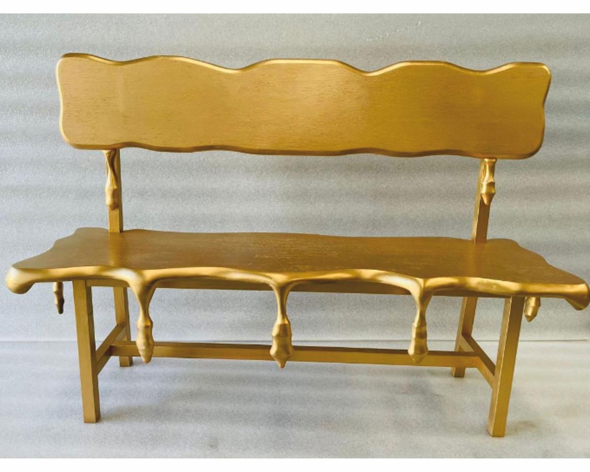 Casa Padrino Luxus Sitzbank / Gartenbank Gold 160 cm - Italy