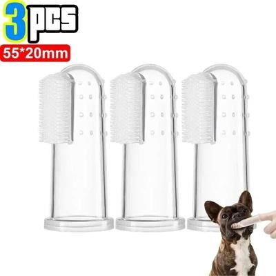 Uplifted Finds Silicone Soft Pet Finger Cuff Toothbrush Fleet 3 Pcs No Box