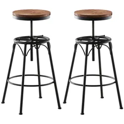 CLP 2er-Set Barhocker Beam Mit Holzsitz Und Metallgestell I Sitzhocker mit runder Sitzfläche I Höhenverstellbar Drehbar