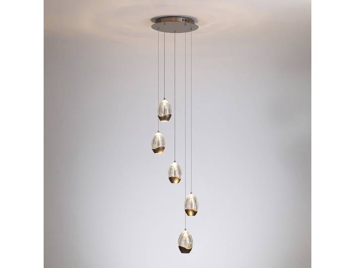 LED-Pendelleuchte Typ B 30 x 11 x 30cm Braun Stahl, lackiert Farbglas LED LED-Platine