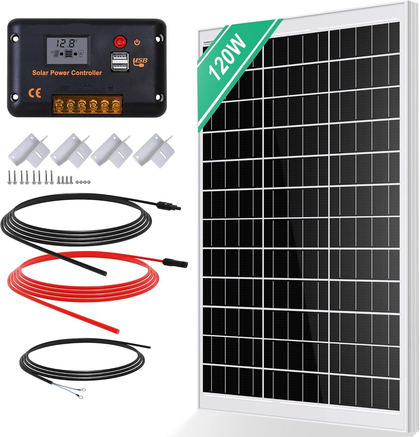 Selius Zonnepaneel met Stekker 120W inclusief 12V Zonnepaneel-Oplader