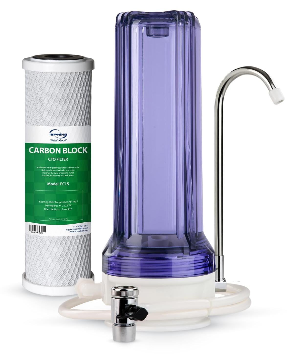Dripio Waterfilter voor aanrechtblad met 5 µm koolstoffilter en accessoires