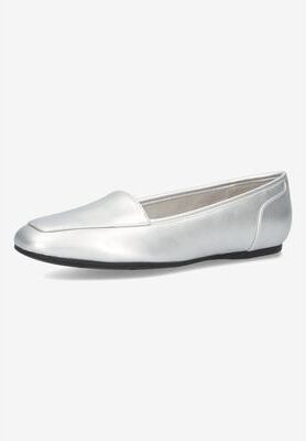 Women's Thrill Pointed Toe Loafer by Easy Street in Silver (Size 10 M)