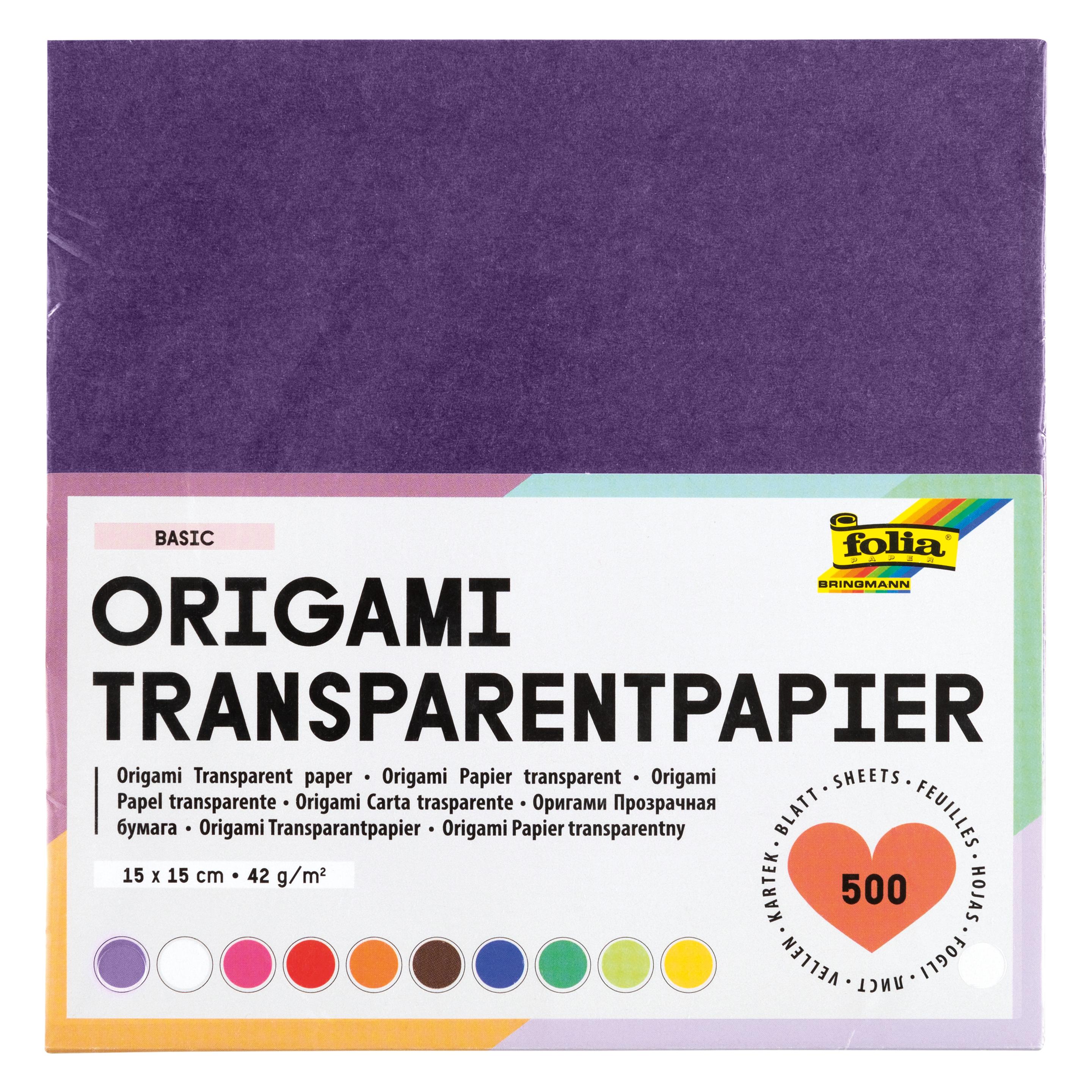 Folia Faltblätter transparent 15 x 15 cm mehrfarbig (42 g/m², 1x) (825/1515)